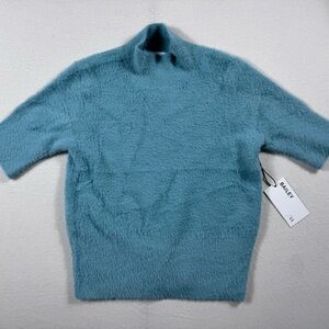 BAILEY 44 Fuzzy Mock Neck Short Sleeve Sweater Blue Size M